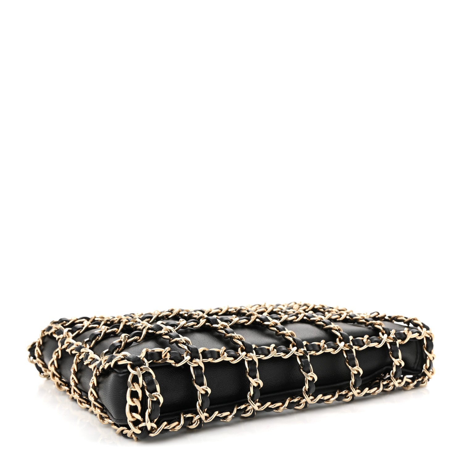 Chanel Lambskin Chain Frame Shoulder Bag Black 4 of 10