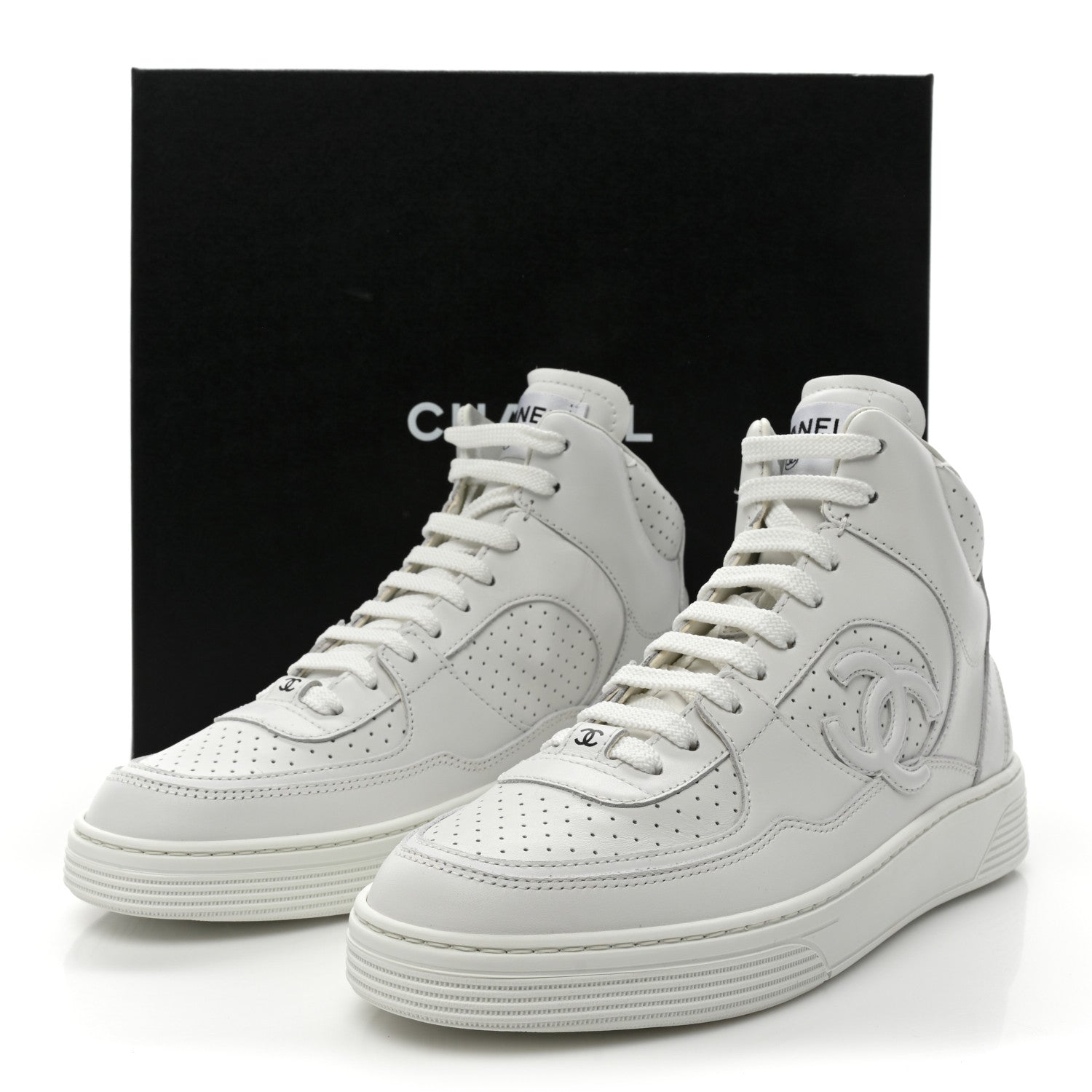 Chanel Calfskin CC High Top Sneaker 38 White 9 of 9