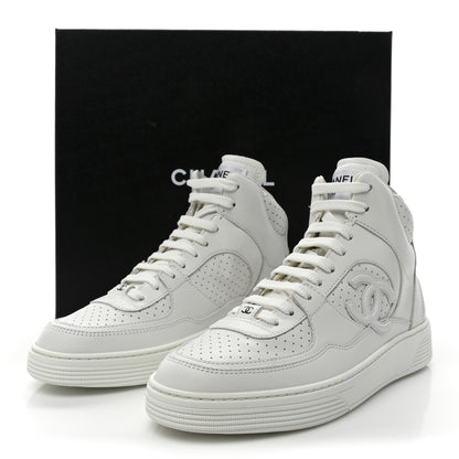 Chanel Calfskin CC High Top Sneaker 38 White 9 of 9