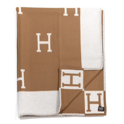 Hermes Wool Cashmere New Classic Avalon Blanket Ecru Camel 2 of 3