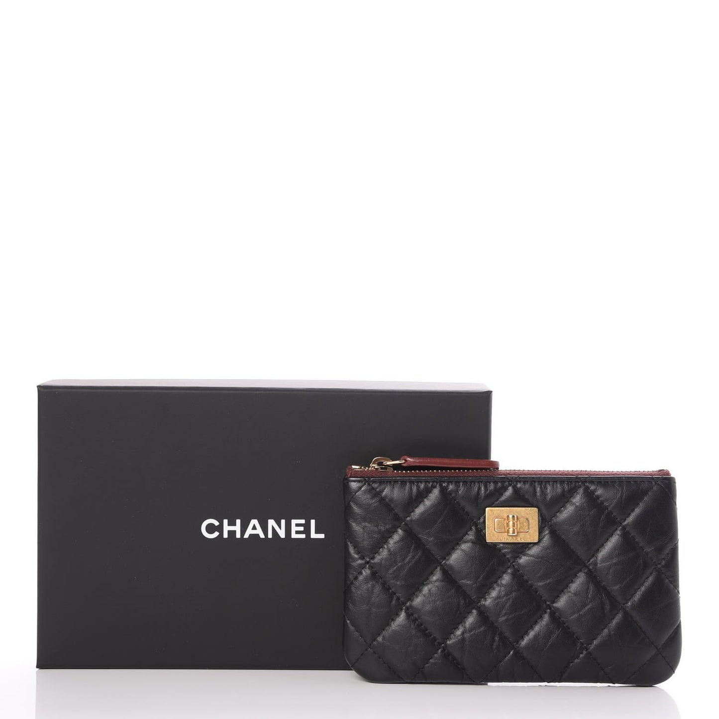 Aged Calfskin Quilted Small Reissue Cosmetic Case Black