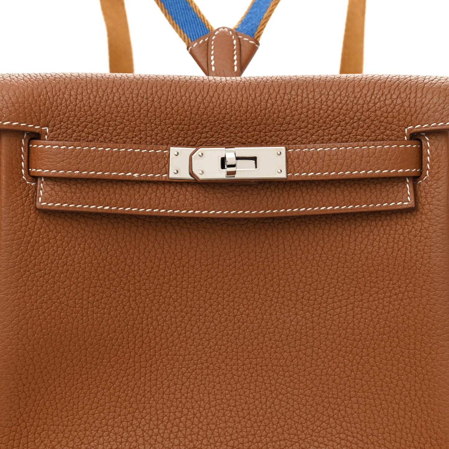 Taurillon Clemence Kelly Amazone Ado Backpack 22 Gold Bleu Zellige Caramel