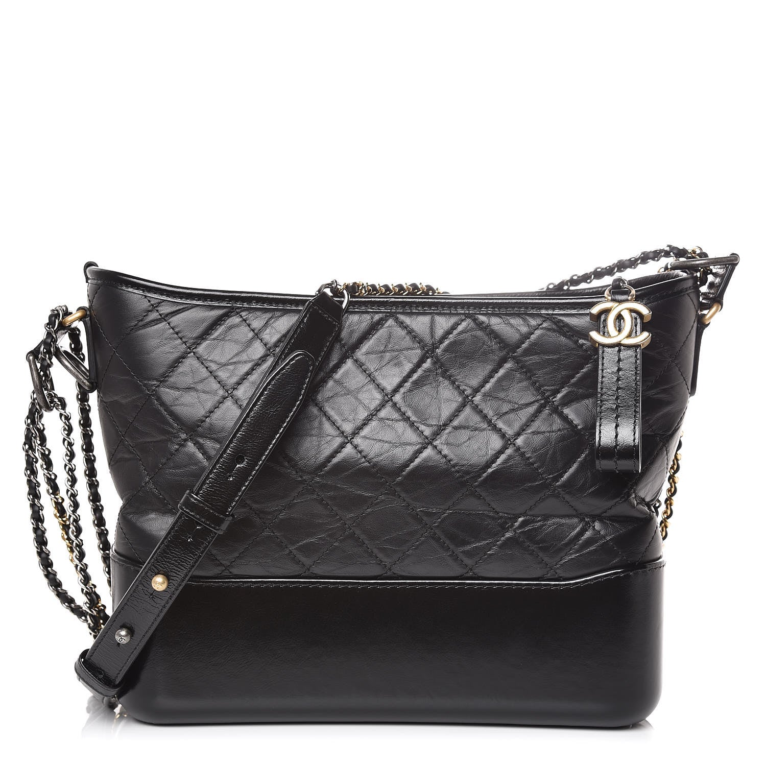 Chanel Aged Calfskin Quilted Medium Gabrielle Hobo Black 1 of 11