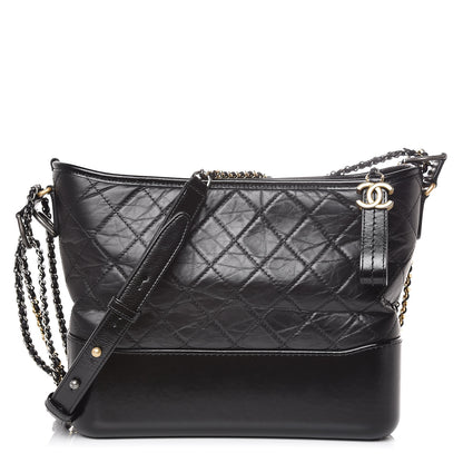 Chanel Aged Calfskin Quilted Medium Gabrielle Hobo Black 1 of 11
