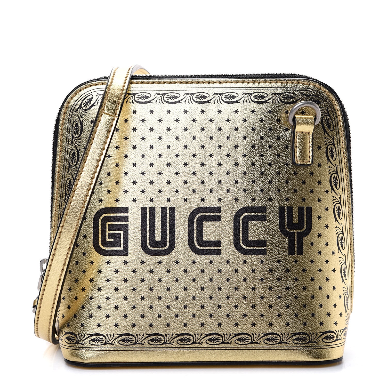 Gucci X SEGA Calfskin GUCCY Stars Mini Dome Shoulder Bag Gold 1 of 9