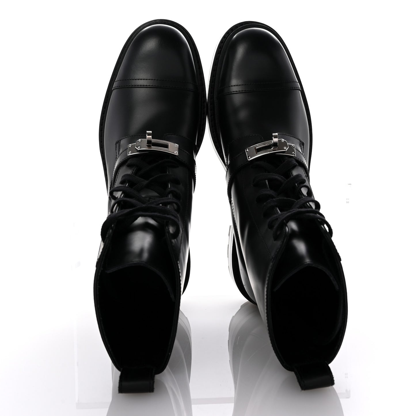 Glossed Calfskin Funk Ankle Boots 38 Black