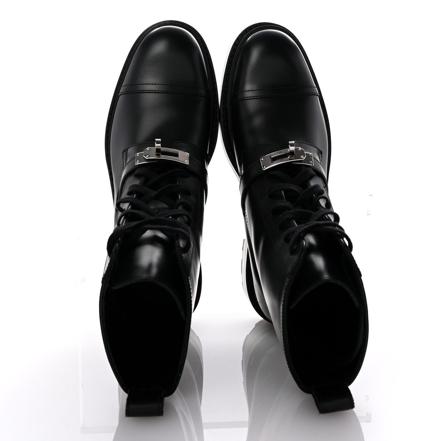 Hermes Glossed Calfskin Funk Ankle Boots 38 Black 2 of 9