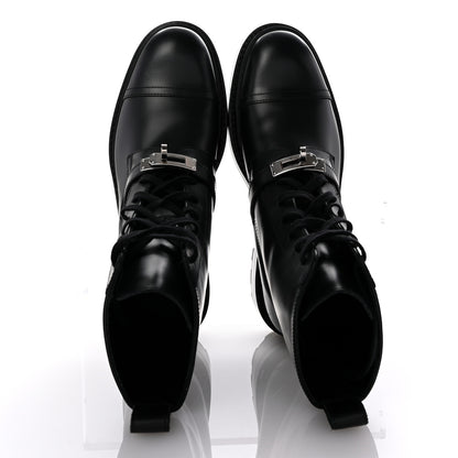 Hermes Glossed Calfskin Funk Ankle Boots 38 Black 2 of 9