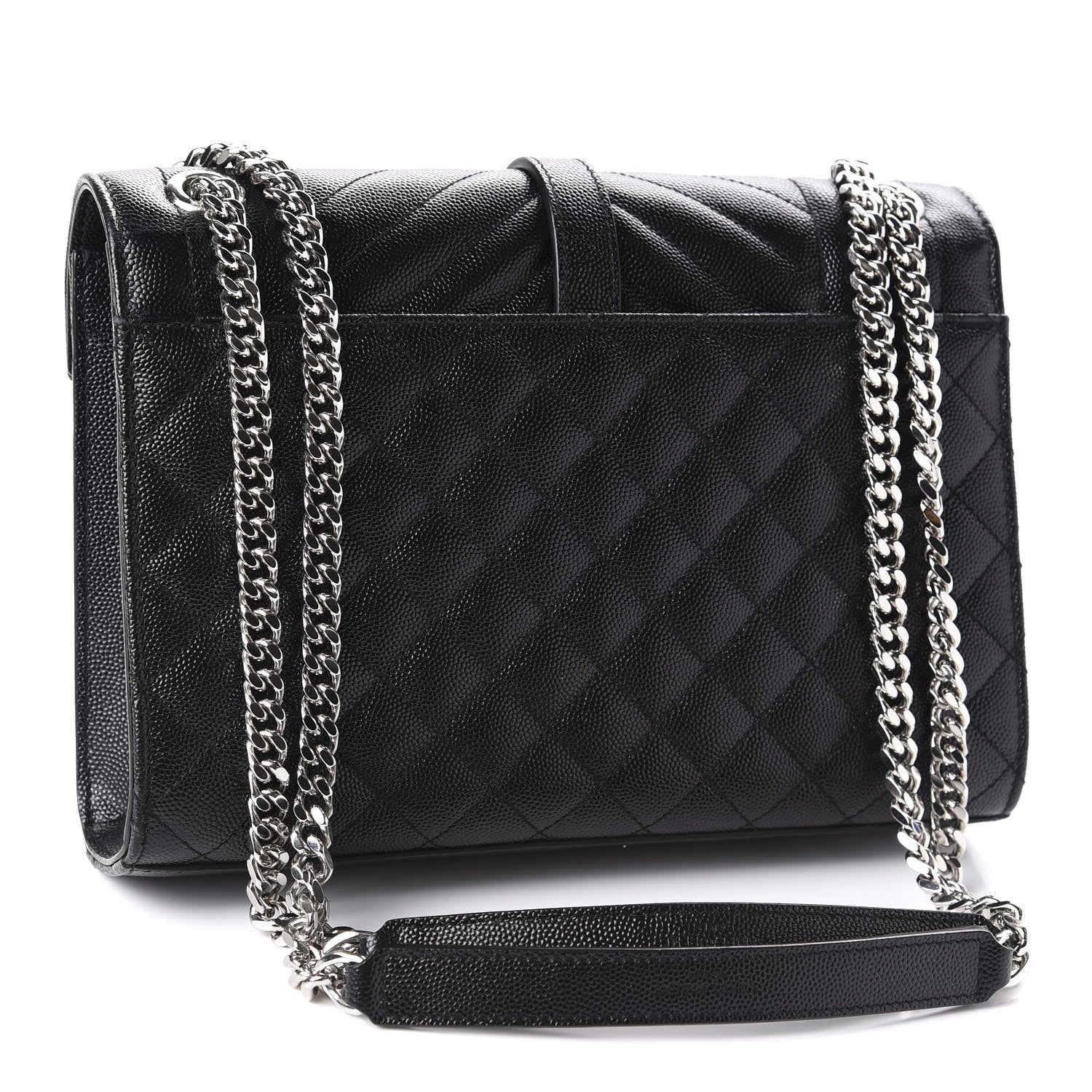 Saint Laurent Grain De Poudre Textured Mixed Matelasse Triquilt Medium Monogram Satchel Black 3 of 11