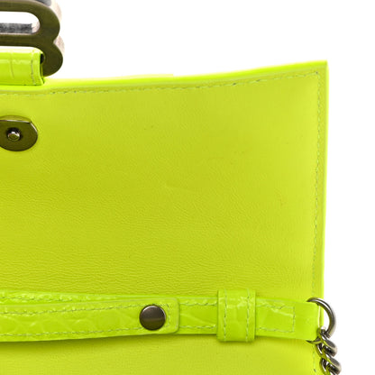 Balenciaga Shiny Calfskin Crocodile Embossed Hourglass Chain Bag Fluo Yellow 11 of 11