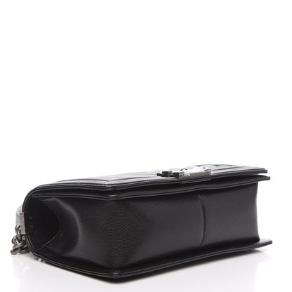 Chanel Caviar Chevron Quilted Medium Boy Flap Black 3 of 11