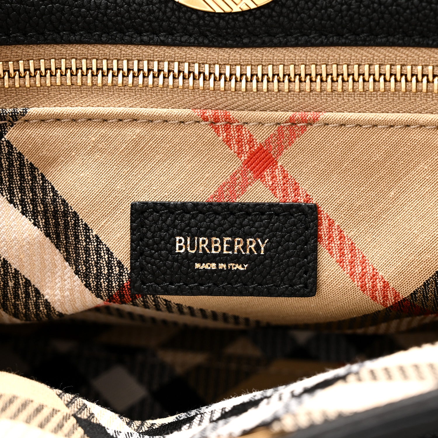 Burberry Grainy Calfskin Nova Check Mini Cotswolds Tote Black 6 of 9