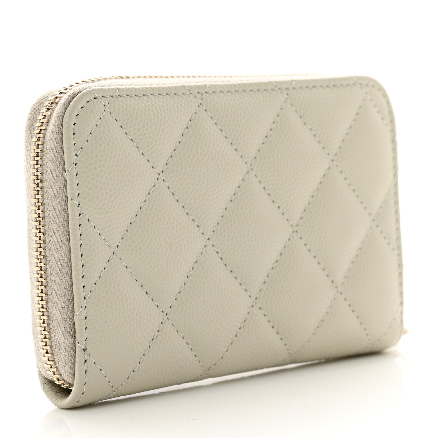 Chanel Caviar Quilted Zipped Coin Purse White 3 of 8