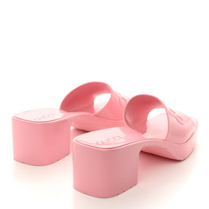 Gucci Rubber Gucci Logo Womens Platform 20/60mm Slide Sandals 39 Wild Rose 4 of 9