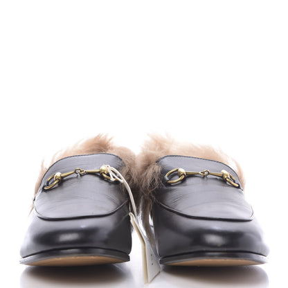 Gucci Malaga Kid Fur Womens Jordaan Loafers 41 Black Natural 2 of 12