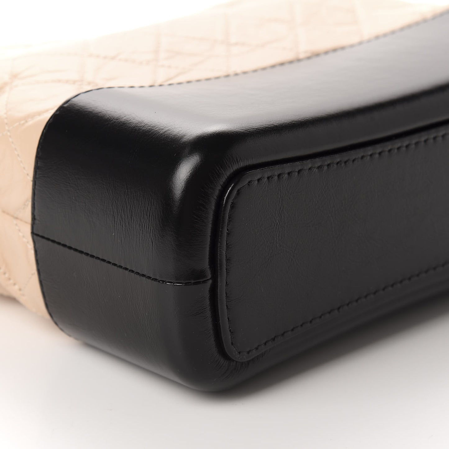 Aged Calfskin Quilted Medium Gabrielle Hobo Beige Black