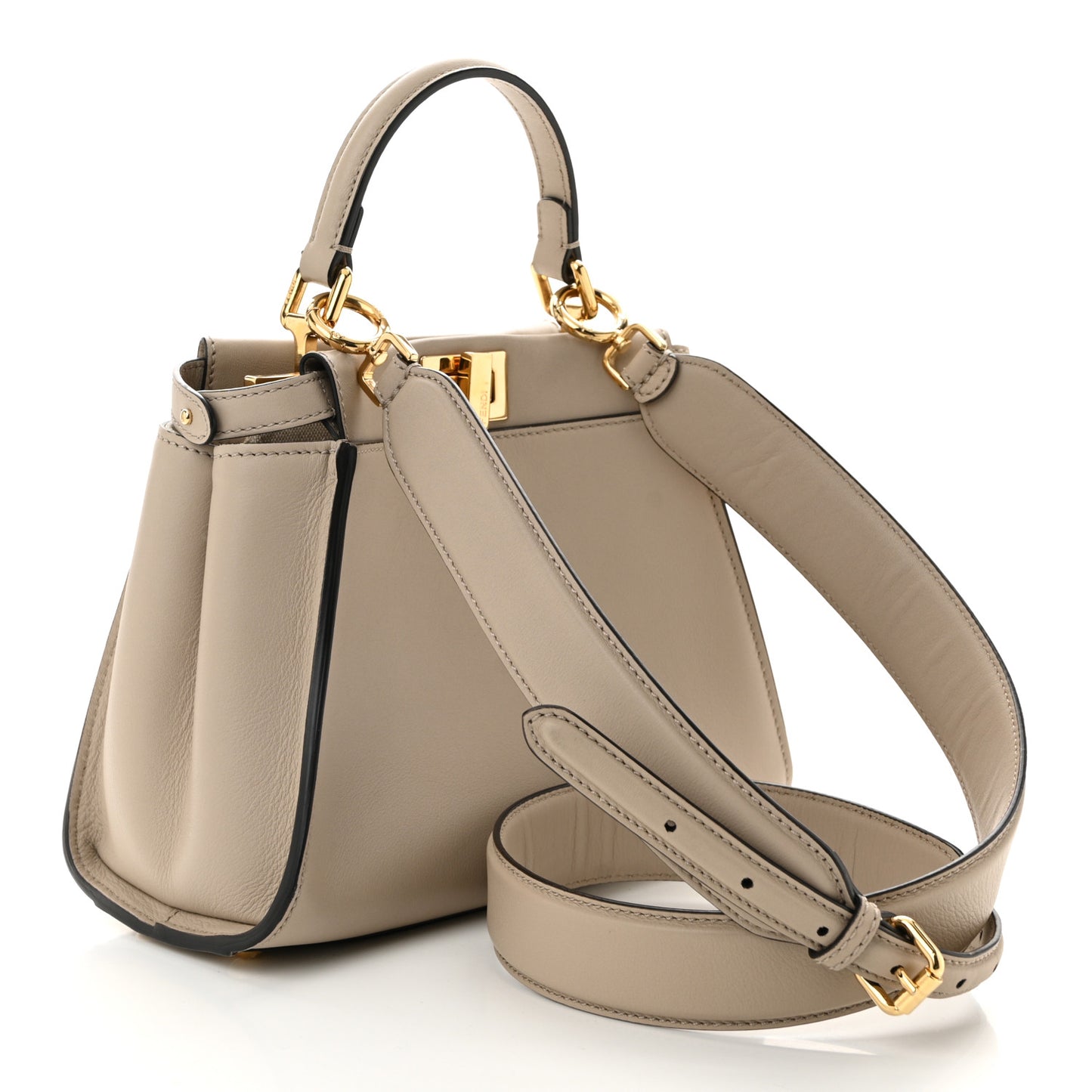 Vitello Seta Canvas FF Embroidered Mini Peekaboo Iconic Satchel Nuvola