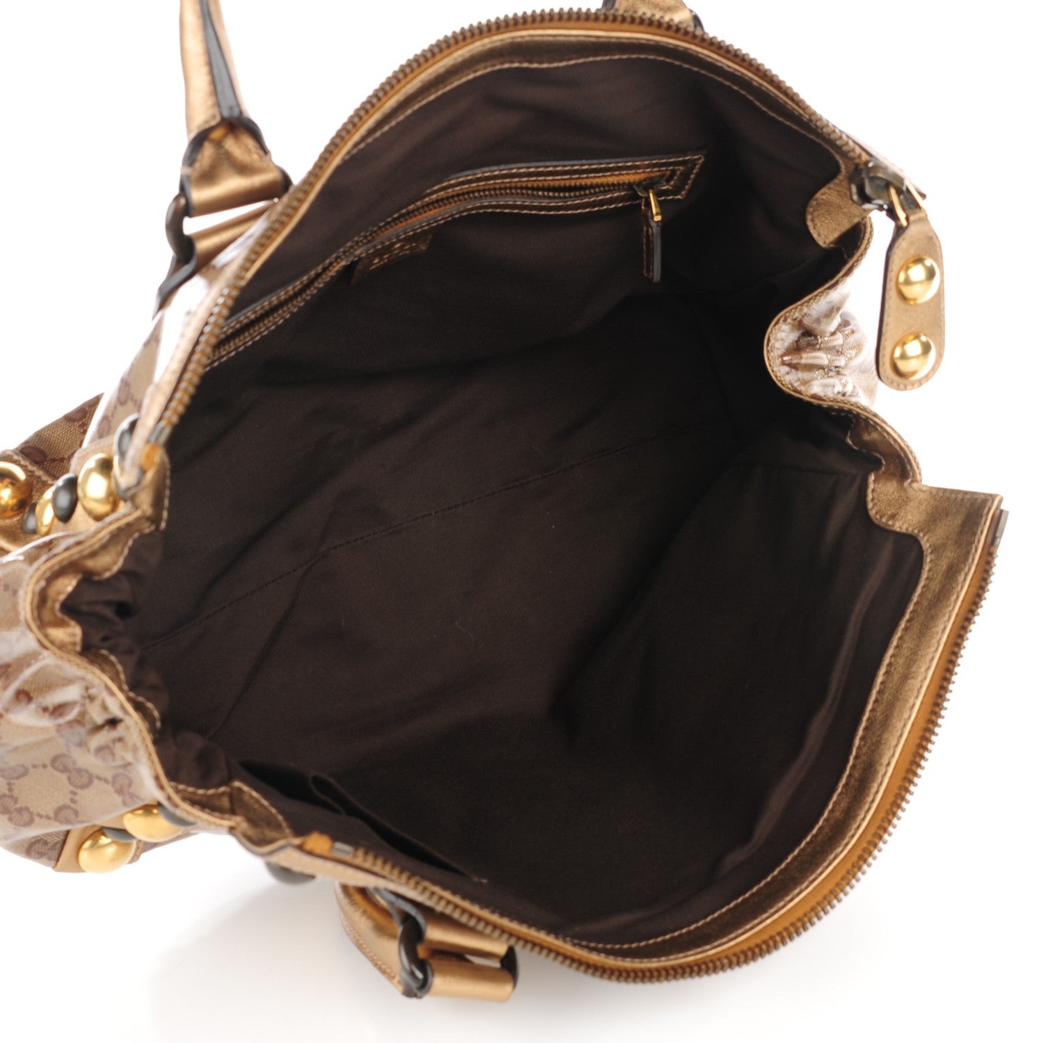 Gucci Crystal Monogram Babouska Tote Gold 5 of 7