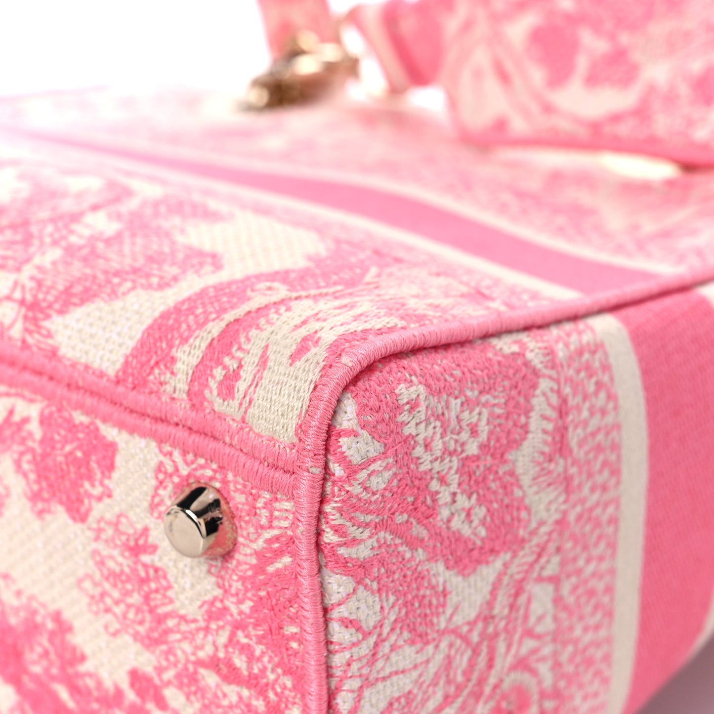 Canvas Toile De Jouy Embroidered Medium Lady D-Lite Peony Pink