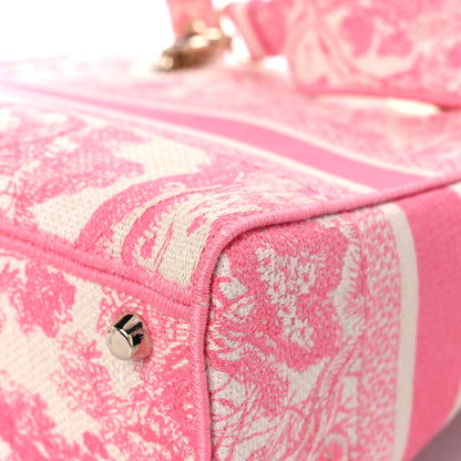 Christian Dior Canvas Toile De Jouy Embroidered Medium Lady D-Lite Peony Pink 11 of 15