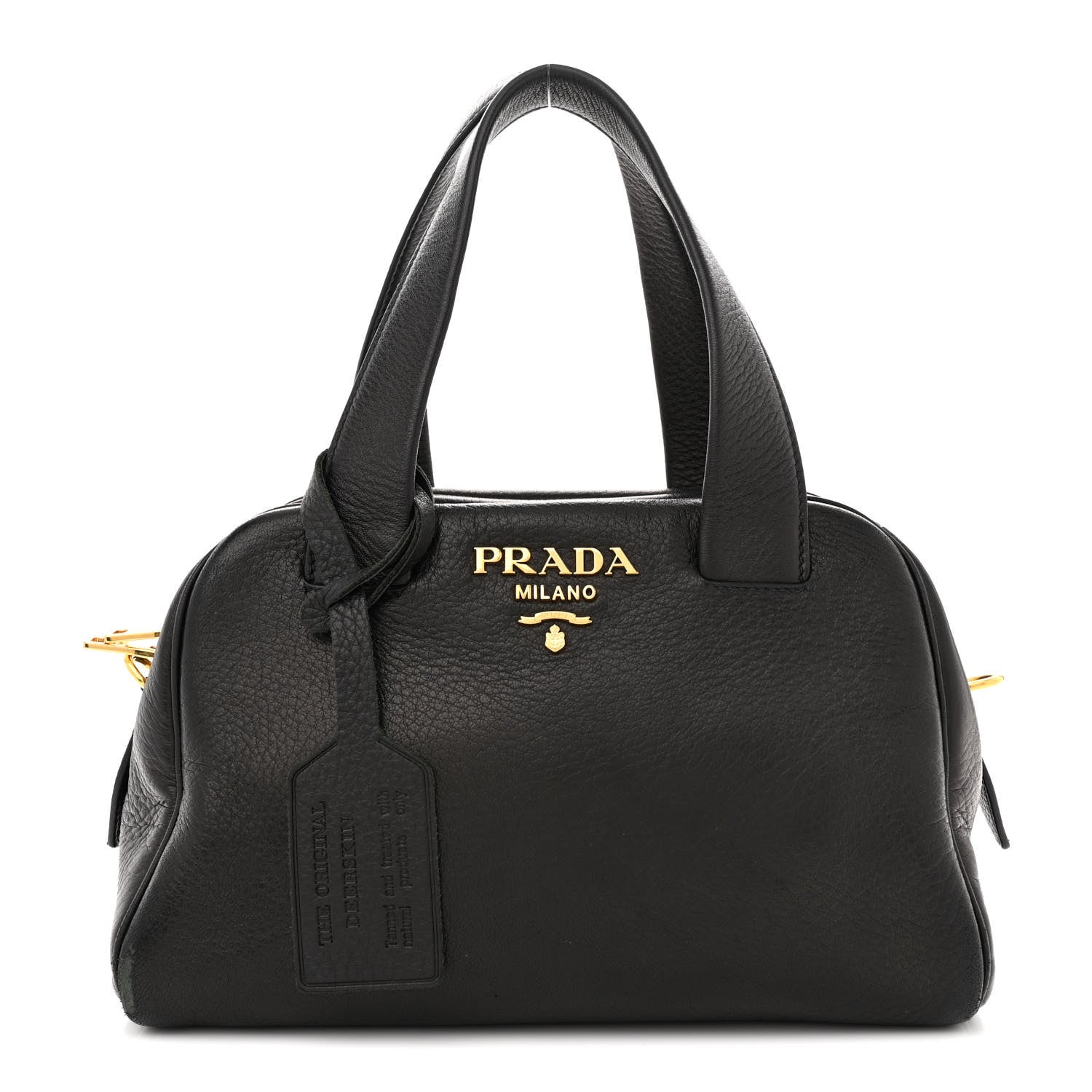 Prada Cervo Deerskin Tote Black 1 of 11