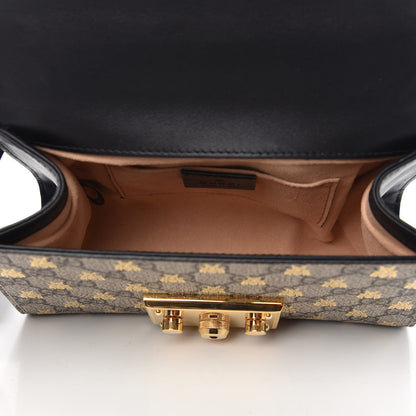 Gucci GG Supreme Monogram Bees Small Padlock Shoulder Bag Black 6 of 13