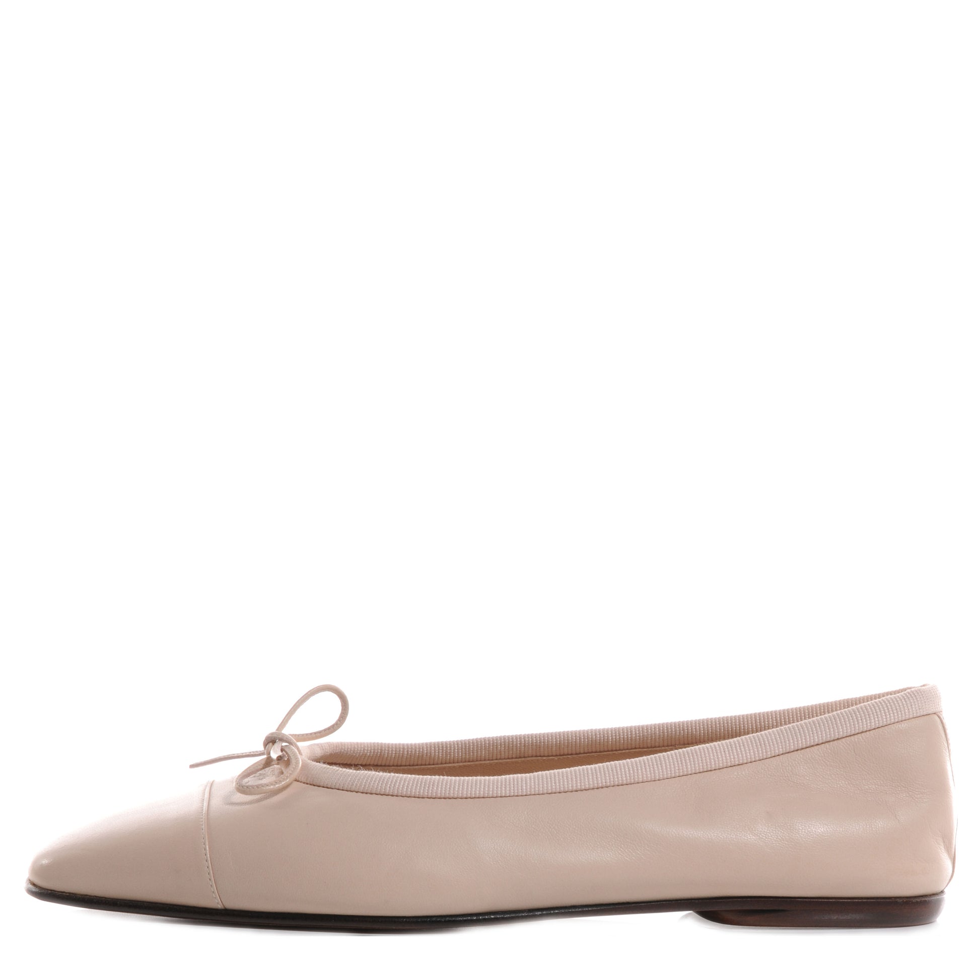 Chanel Lambskin CC Bow Flats Beige 37.5 1 of 6