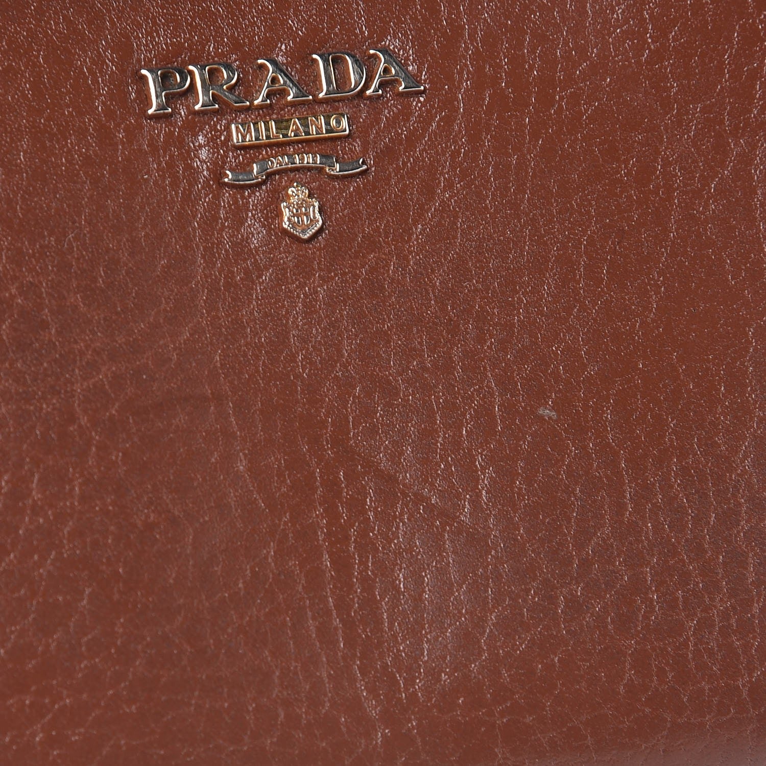 Prada Vitello Daino Metal Zip Around Wallet Cacao 9 of 10