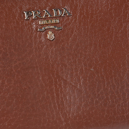 Prada Vitello Daino Metal Zip Around Wallet Cacao 9 of 10
