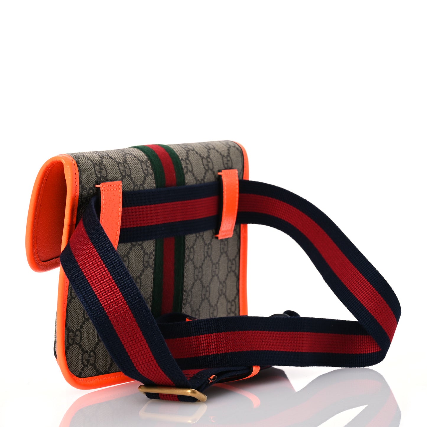 GG Supreme Monogram Web Small Ophidia Belt Bag Beige Ebony Orange