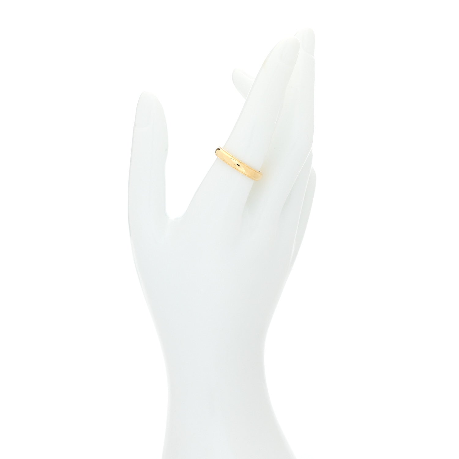 Tiffany 18K Yellow Gold 4mm Essential Double Milgrain Band Ring 57 8 2 of 4