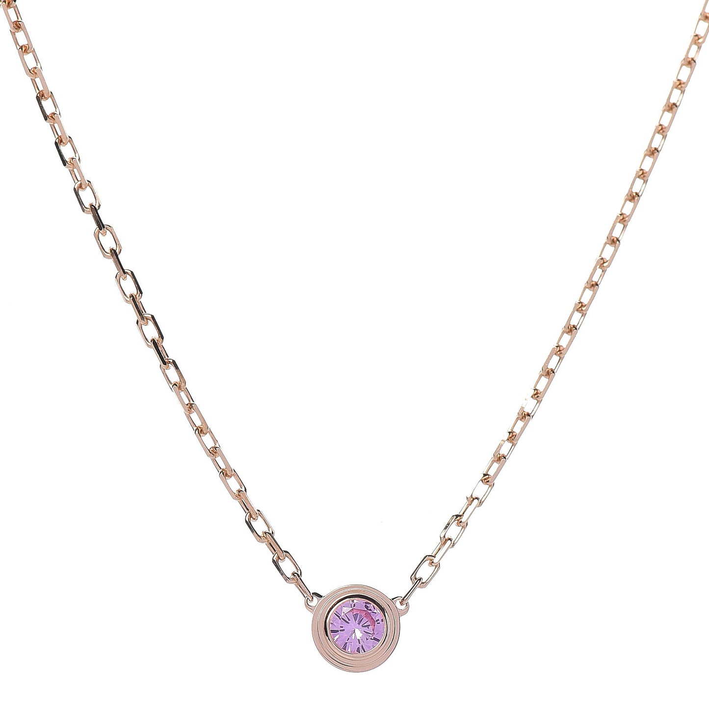 18K Pink Gold Pink Sapphire D'Amour Pendant Necklace