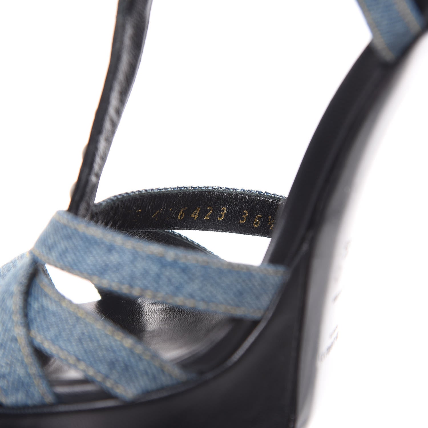 Saint Laurent Denim Dirty Jodie Tripon 105 Platform Sandals 36.5 Sky Blue 8 of 9