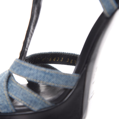 Saint Laurent Denim Dirty Jodie Tripon 105 Platform Sandals 36.5 Sky Blue 8 of 9