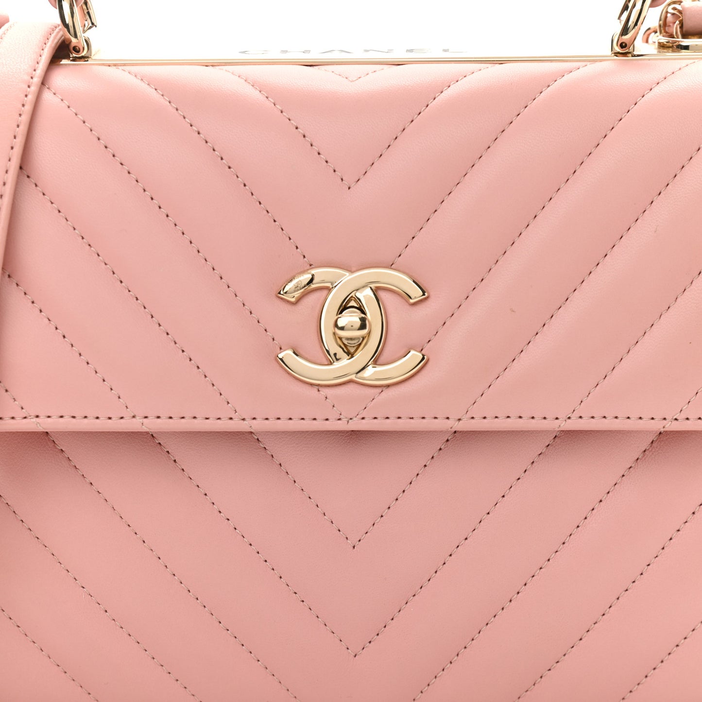 Lambskin Chevron Quilted Small Trendy CC Dual Handle Flap Bag Light Pink