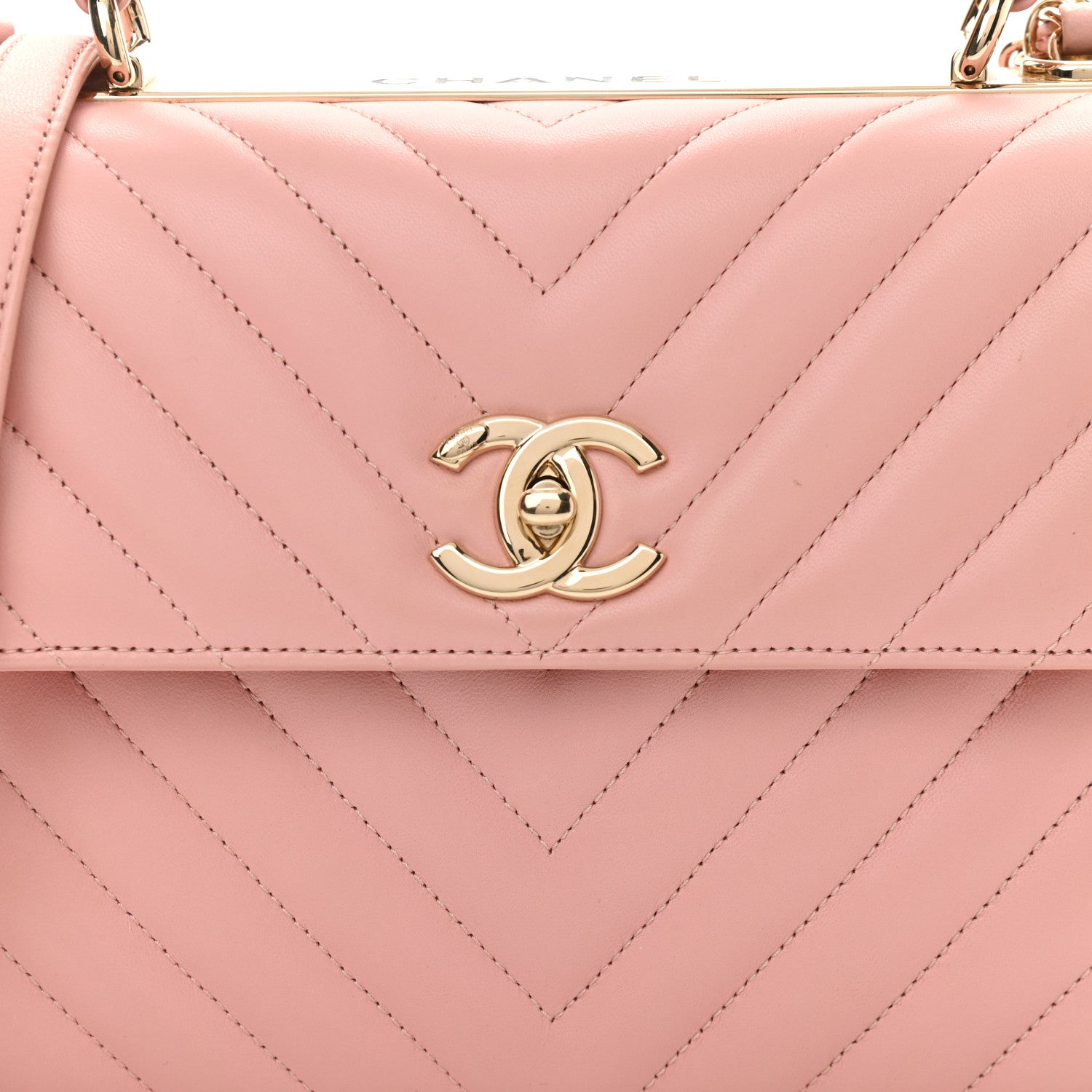 Chanel Lambskin Chevron Quilted Small Trendy CC Dual Handle Flap Bag Light Pink 8 of 10