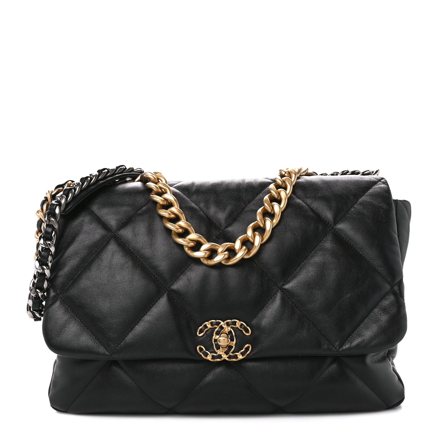 Goatskin Quilted Maxi Chanel 19 Flap Black