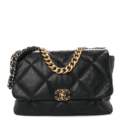 Chanel Goatskin Quilted Maxi Chanel 19 Flap Black 1 of 9