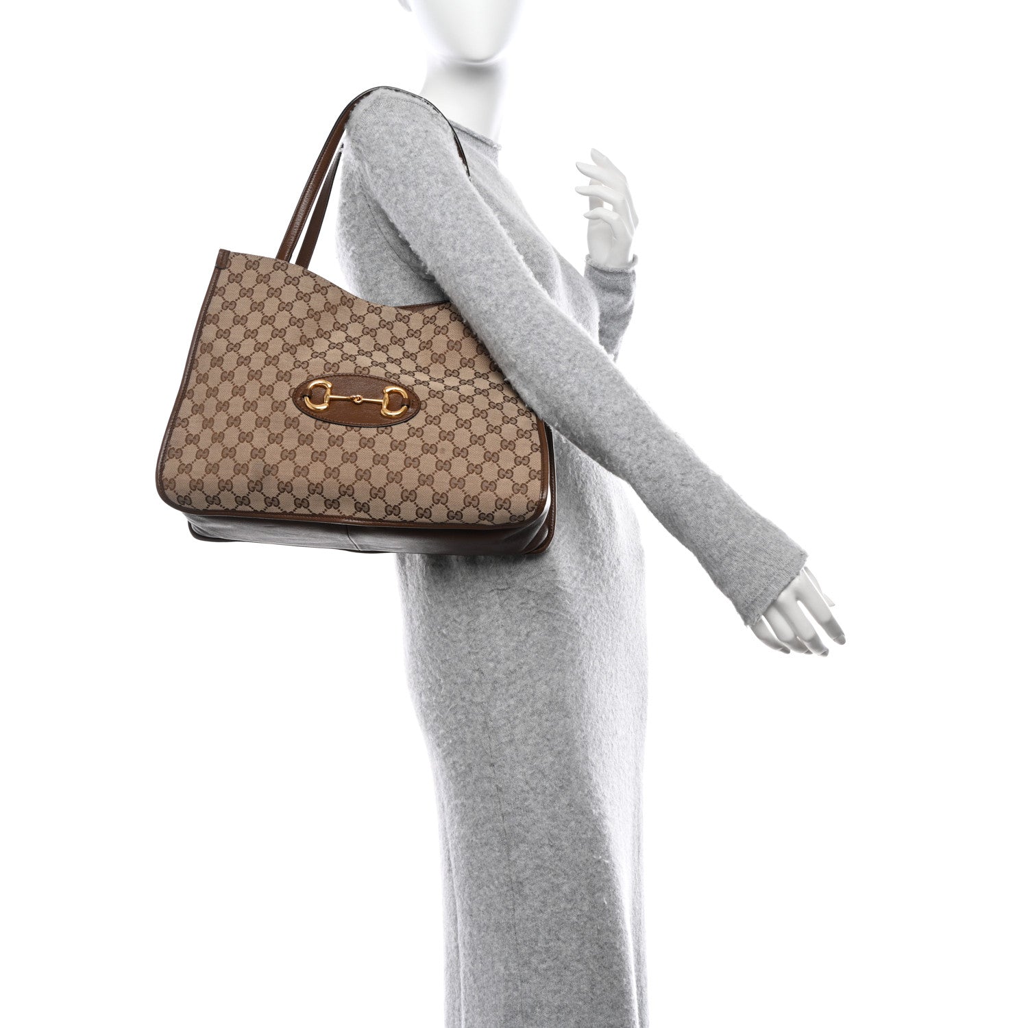 Gucci Monogram Horsebit 1955 Tote Bag Beige Brown Sugar 2 of 11