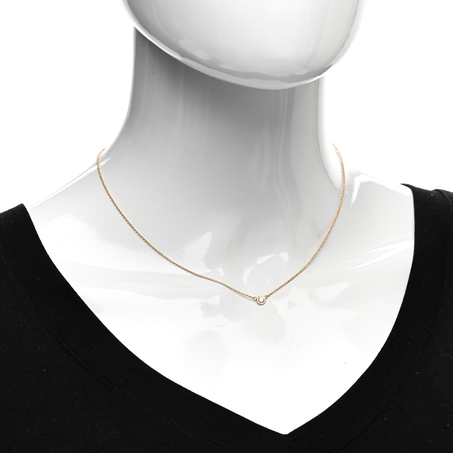 Tiffany 18K Yellow Gold Diamond .17ct Elsa Peretti Diamonds by the Yard Pendant Necklace 2 of 5