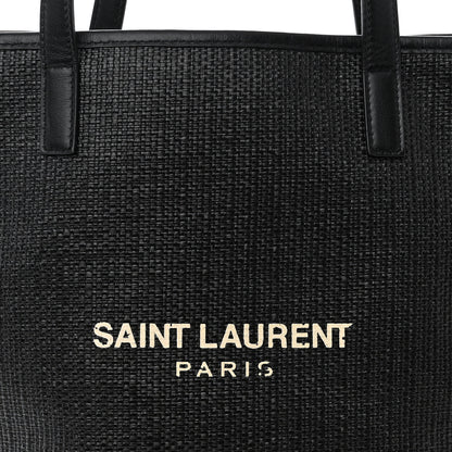 Saint Laurent Linen Canvas Teddy Shopping Bag Black 9 of 11