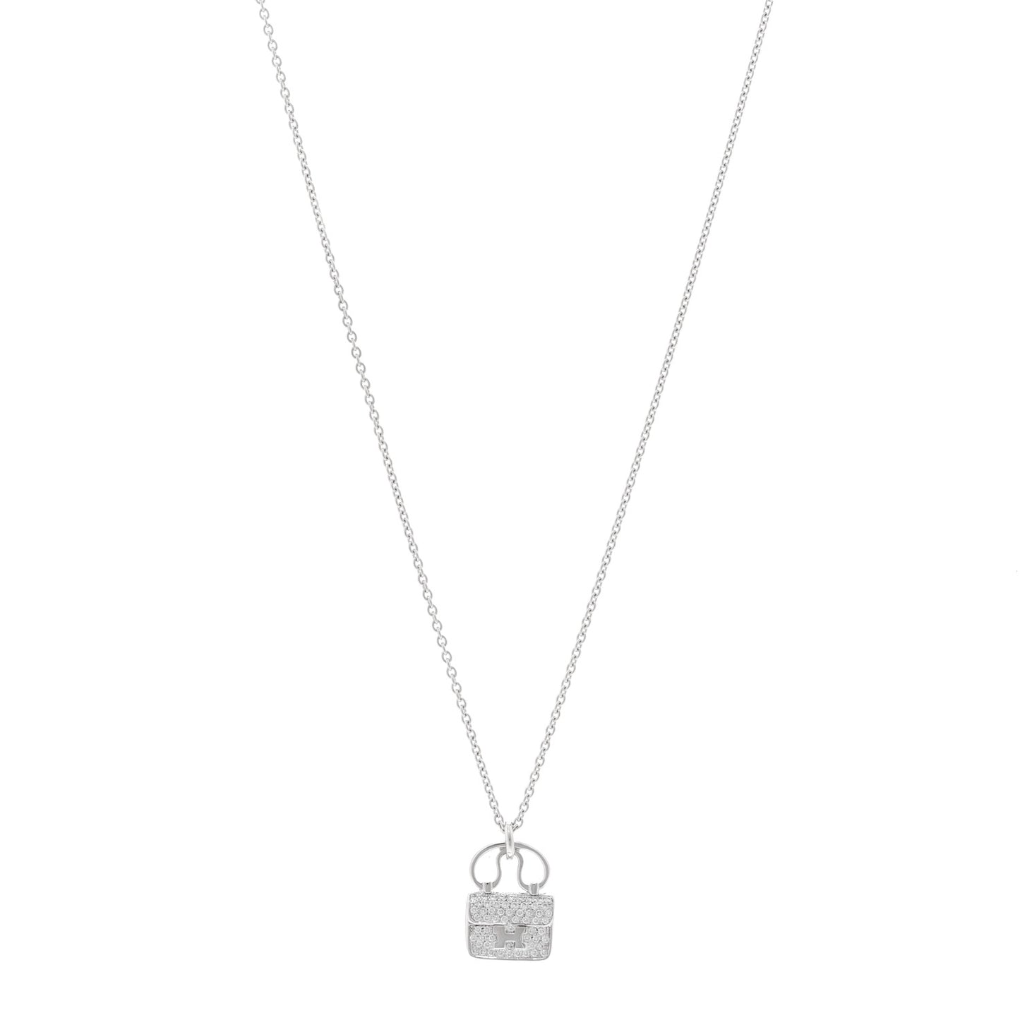 18K White Gold Diamond Constance Amulette Pendant Necklace