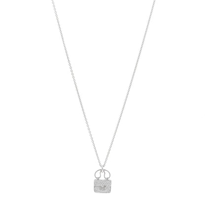 Hermes 18K White Gold Diamond Constance Amulette Pendant Necklace 1 of 6