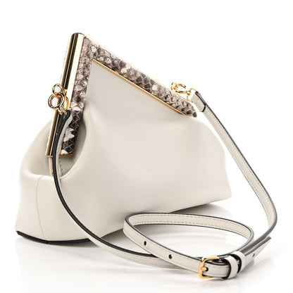Fendi Shiny Nappa Snakeskin Small Fendi First White Roccia 3 of 9