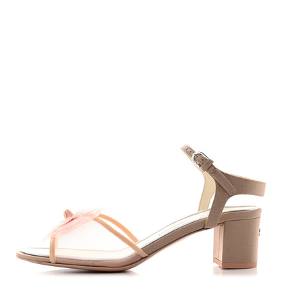 Chanel Mesh Grosgrain Camellia Sandal 35.5 Pink Beige 1 of 10