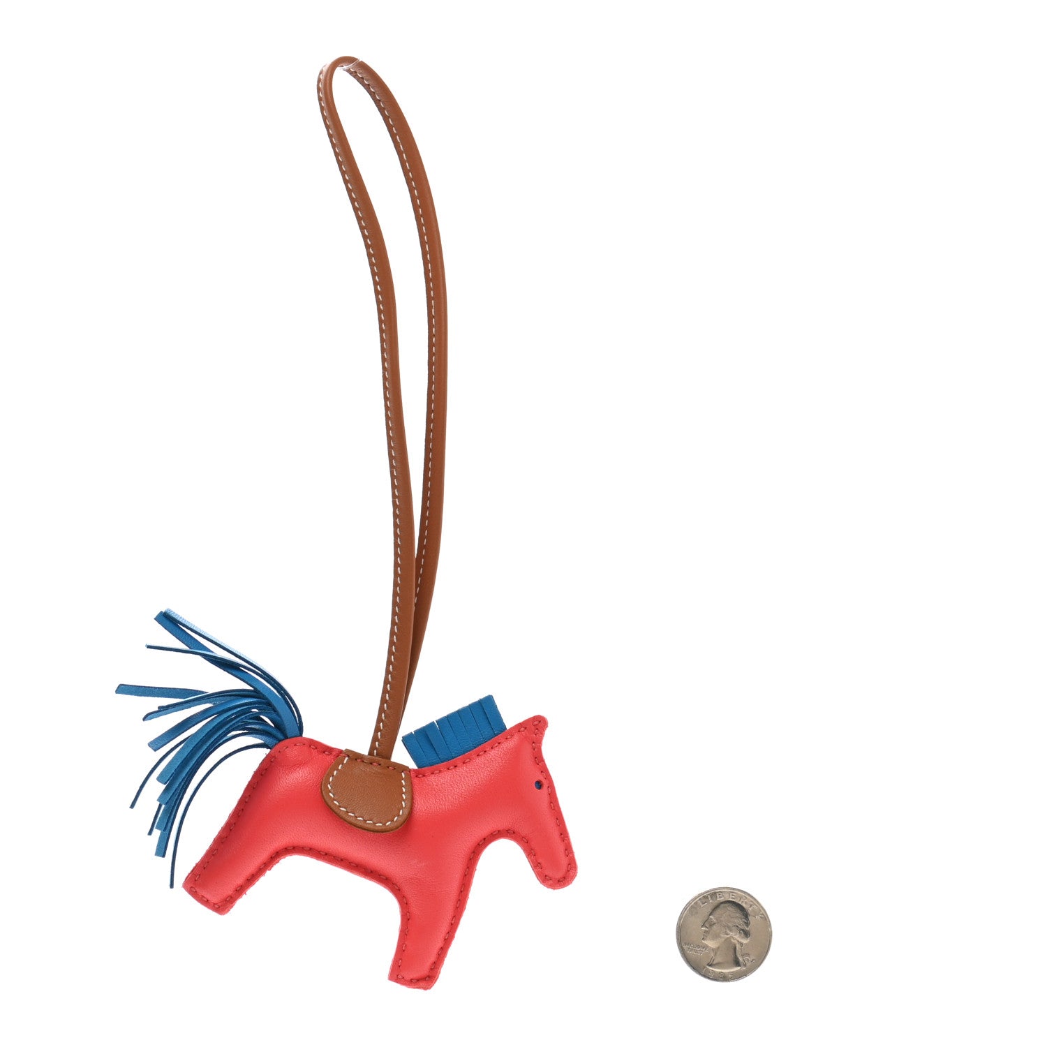 Hermes Milo Lambskin Grigri Rodeo Horse Bag Charm PM Rose Texas Bleu Zanzibar Gold 2 of 4