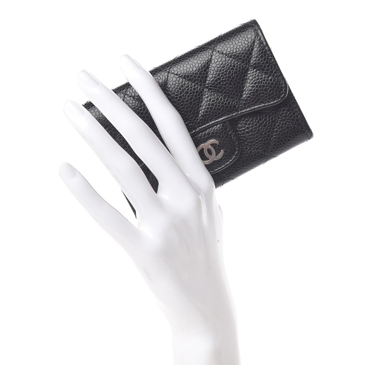 Chanel Caviar Quilted Flap Card Holder Wallet Black 2 of 8