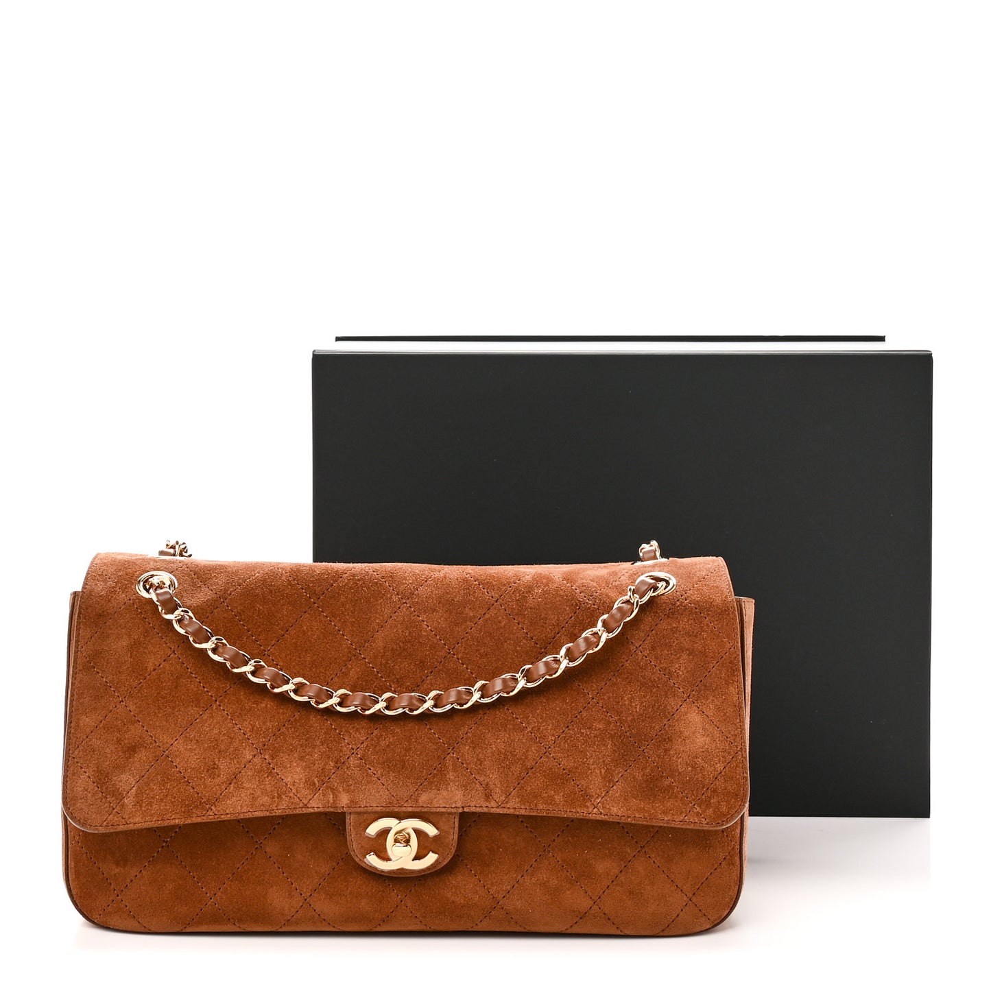Suede Calfskin Small Souplissimo Maxi Flap Camel