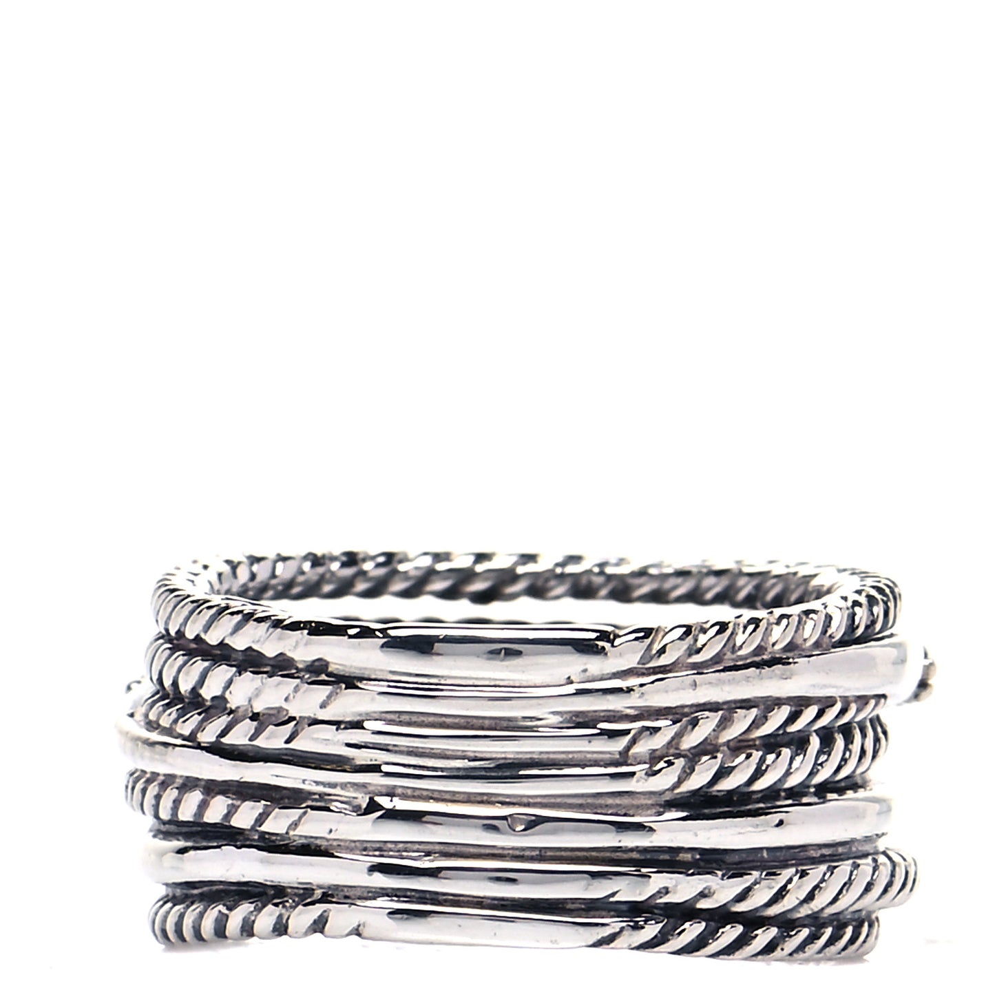 Sterling Silver Diamond 11mm Wide Crossover Cable Ring 54 7