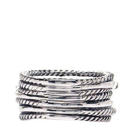 David Yurman Sterling Silver Diamond 11mm Wide Crossover Cable Ring 54 7 3 of 4